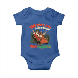 The Boys Are Back in Town Christmas Baby Onesie Funny Santa Jesus TS10 Royal Blue Print Your Wear