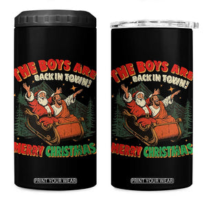The Boys Are Back in Town Christmas 4 in 1 Can Cooler Tumbler Funny Santa Jesus TS10 One Size: 16 oz Black Print Your Wear