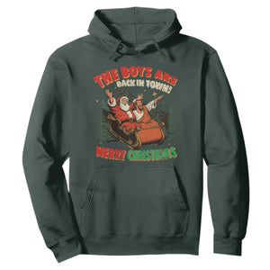 The Boys Are Back in Town Christmas Hoodie Funny Santa Jesus TS10 Dark Forest Green Print Your Wear