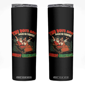 The Boys Are Back in Town Christmas Skinny Tumbler Funny Santa Jesus TS10 Black Print Your Wear