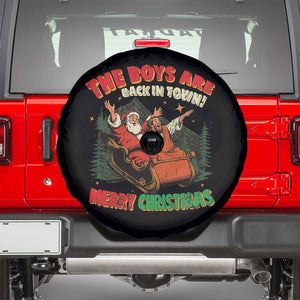 The Boys Are Back in Town Christmas Spare Tire Cover Funny Santa Jesus TS10 Black Print Your Wear