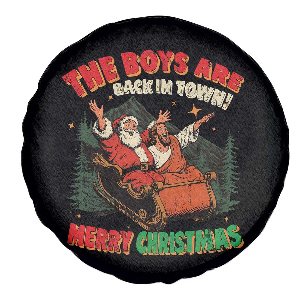 The Boys Are Back in Town Christmas Spare Tire Cover Funny Santa Jesus TS10 Print Your Wear