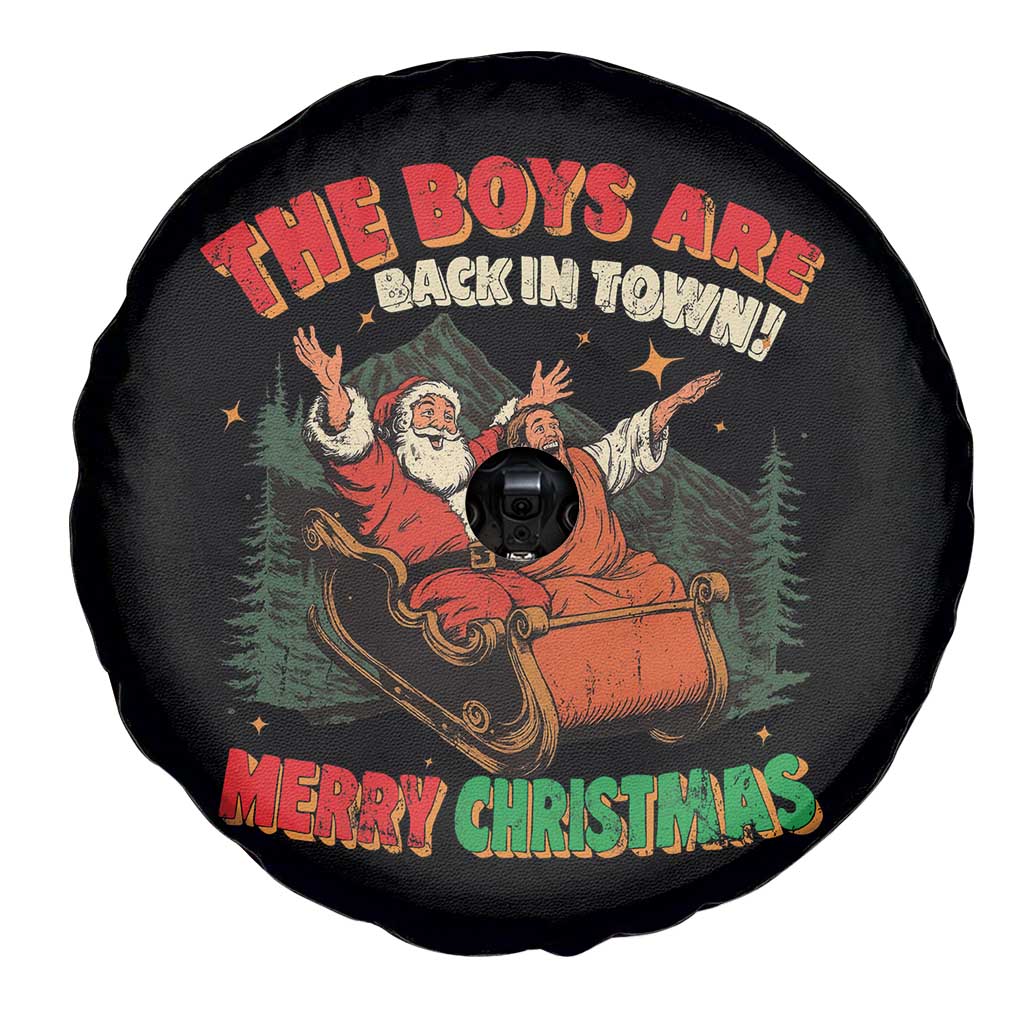 The Boys Are Back in Town Christmas Spare Tire Cover Funny Santa Jesus TS10 Print Your Wear
