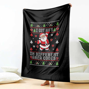 Funny Santa Ugly Christmas Throw Blanket I Got Hos in Different Area Codes TS10 Print Your Wear