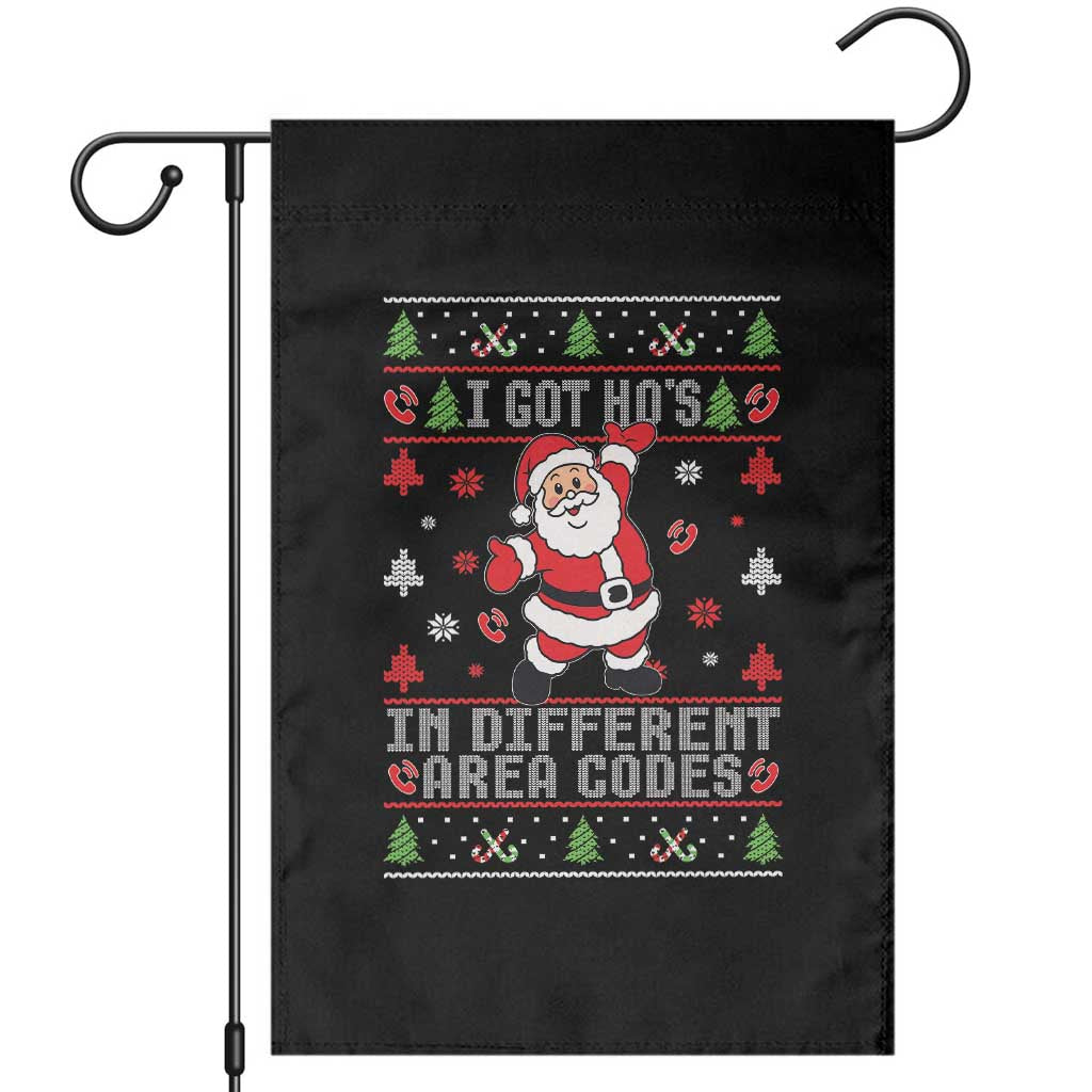 Funny Santa Ugly Christmas Garden Flag I Got Hos in Different Area Codes TS10 Black Print Your Wear