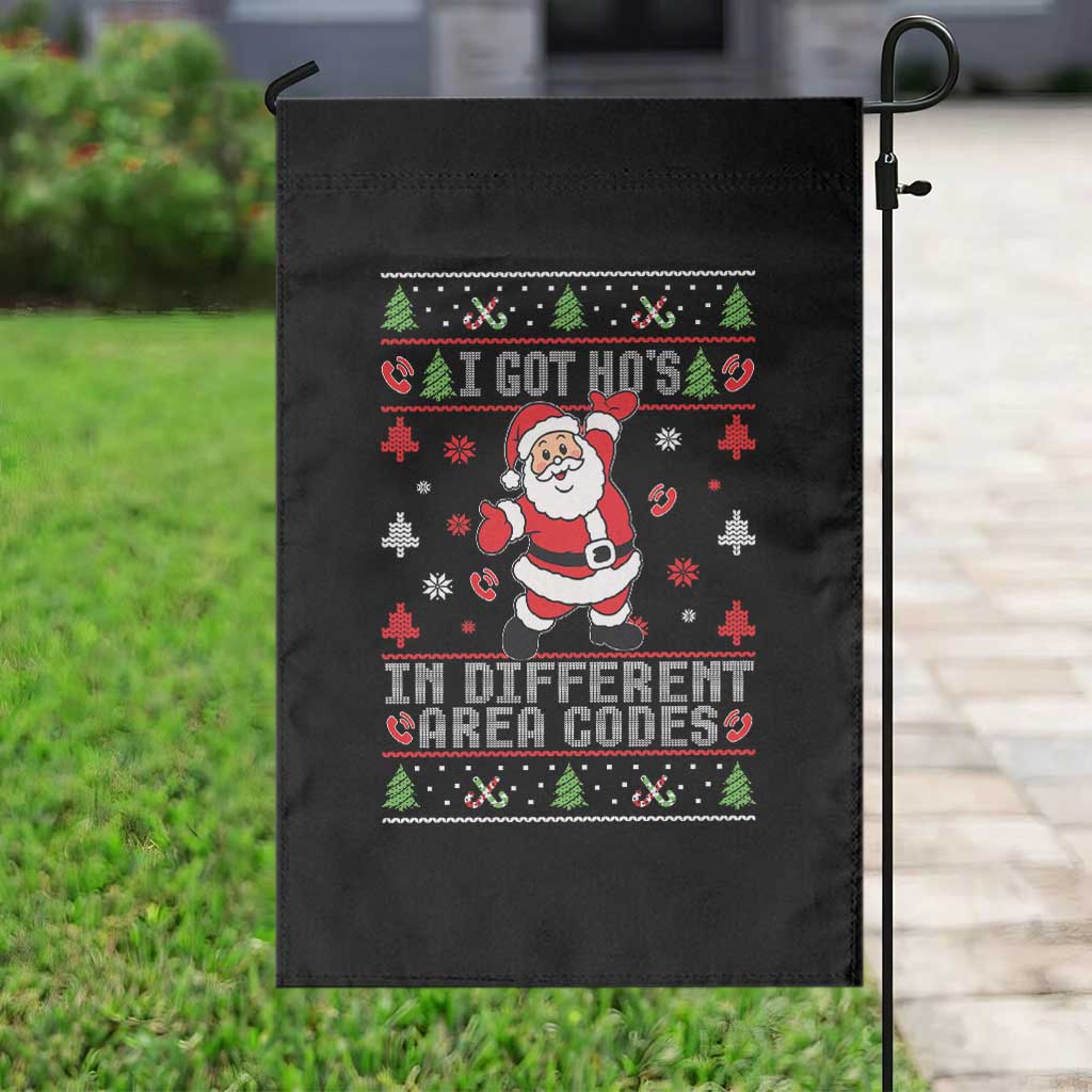 Funny Santa Ugly Christmas Garden Flag I Got Hos in Different Area Codes TS10 Print Your Wear