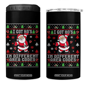 Funny Santa Ugly Christmas 4 in 1 Can Cooler Tumbler I Got Hos in Different Area Codes TS10 One Size: 16 oz Black Print Your Wear