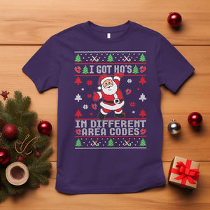Funny Santa Ugly Christmas T Shirt I Got Hos in Different Area Codes TS10 Purple Print Your Wear