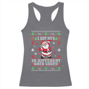 Funny Santa Ugly Christmas Racerback Tank Top I Got Hos in Different Area Codes TS10 Charcoal Print Your Wear