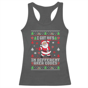Funny Santa Ugly Christmas Racerback Tank Top I Got Hos in Different Area Codes TS10 Dark Heather Print Your Wear