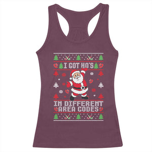 Funny Santa Ugly Christmas Racerback Tank Top I Got Hos in Different Area Codes TS10 Maroon Print Your Wear