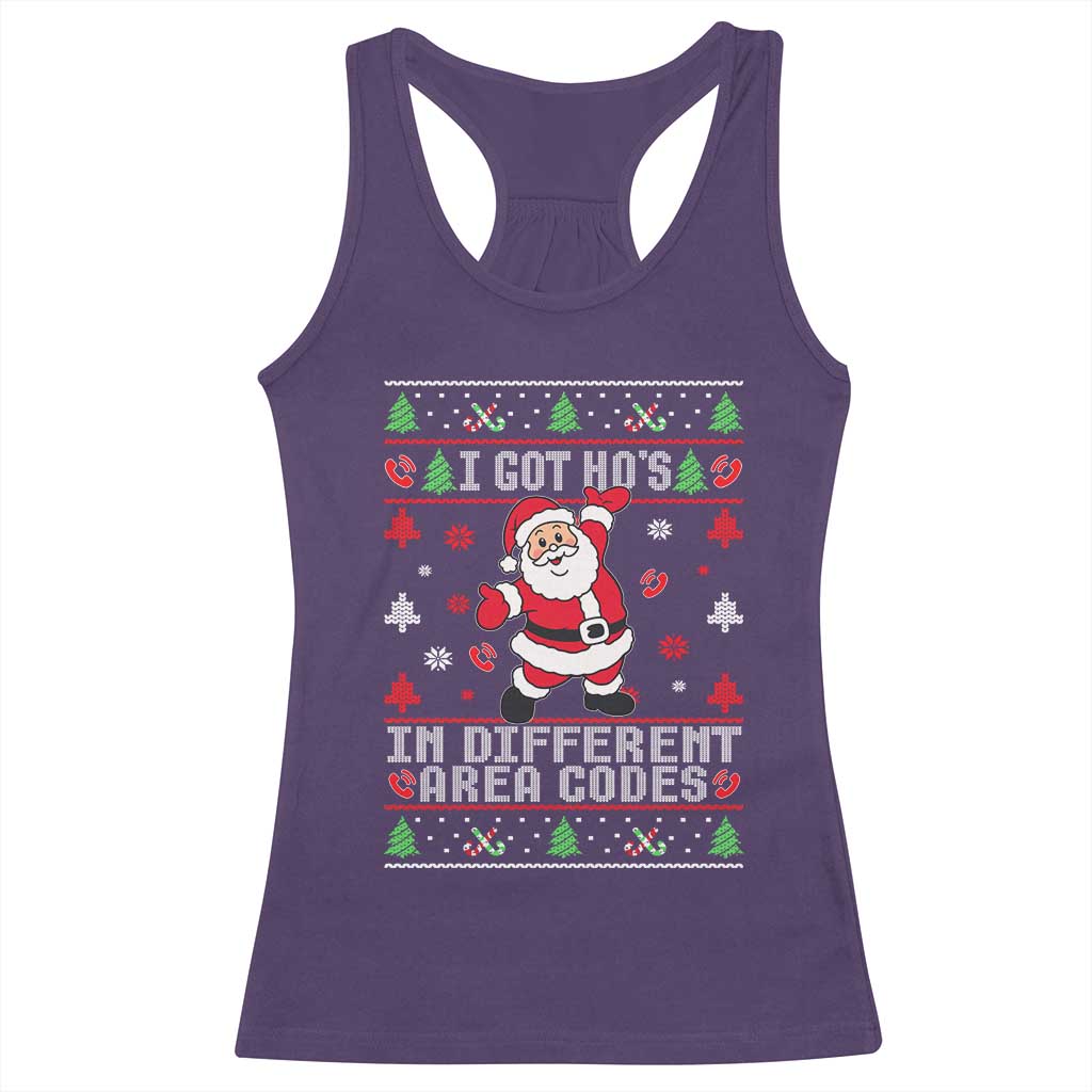 Funny Santa Ugly Christmas Racerback Tank Top I Got Hos in Different Area Codes TS10 Purple Print Your Wear