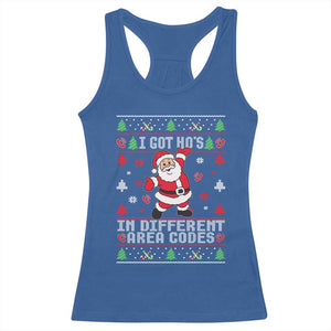 Funny Santa Ugly Christmas Racerback Tank Top I Got Hos in Different Area Codes TS10 Royal Blue Print Your Wear