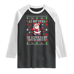 Funny Santa Ugly Christmas Raglan Shirt I Got Hos in Different Area Codes TS10 Black White Print Your Wear