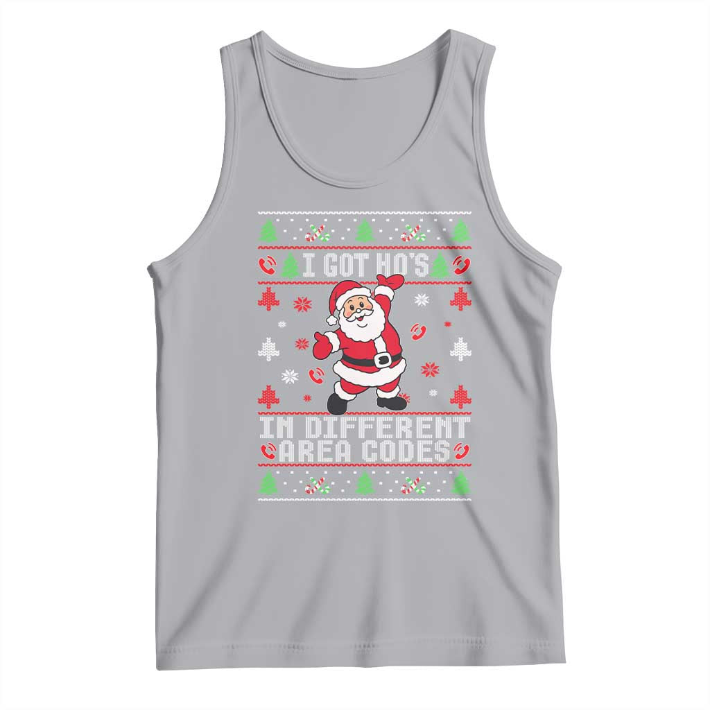 Funny Santa Ugly Christmas Tank Top I Got Hos in Different Area Codes TS10 Athletic Heather Print Your Wear