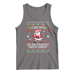 Funny Santa Ugly Christmas Tank Top I Got Hos in Different Area Codes TS10 Deep Heather Print Your Wear
