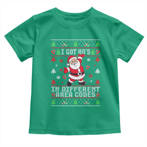 Funny Santa Ugly Christmas Toddler T Shirt I Got Hos in Different Area Codes TS10 Irish Green Print Your Wear