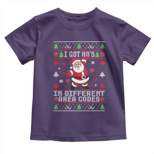 Funny Santa Ugly Christmas Toddler T Shirt I Got Hos in Different Area Codes TS10 Purple Print Your Wear