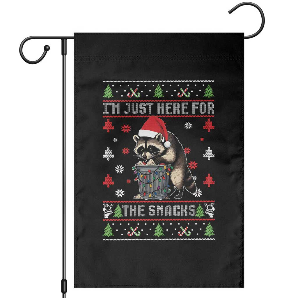 Funny Raccoon Ugly Christmas Garden Flag I'm Just Here for The Snacks Cute Trash Panda TS10 Black Print Your Wear