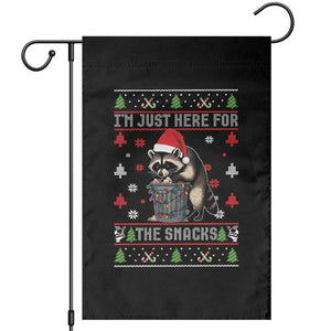 Funny Raccoon Ugly Christmas Garden Flag I'm Just Here for The Snacks Cute Trash Panda TS10 Black Print Your Wear