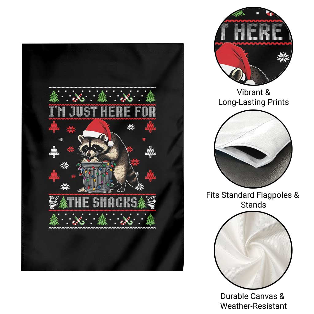 Funny Raccoon Ugly Christmas Garden Flag I'm Just Here for The Snacks Cute Trash Panda TS10 Print Your Wear
