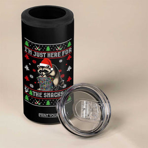Funny Raccoon Ugly Christmas 4 in 1 Can Cooler Tumbler I'm Just Here for The Snacks Cute Trash Panda TS10 Print Your Wear