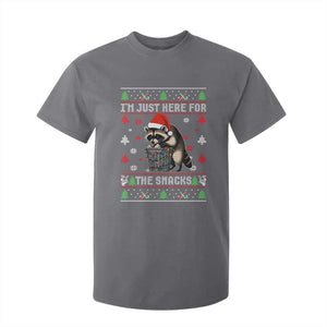 Funny Raccoon Ugly Christmas T Shirt For Kid I'm Just Here for The Snacks Cute Trash Panda TS10 Charcoal Print Your Wear