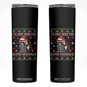 Funny Raccoon Ugly Christmas Skinny Tumbler I'm Just Here for The Snacks Cute Trash Panda TS10 Black Print Your Wear