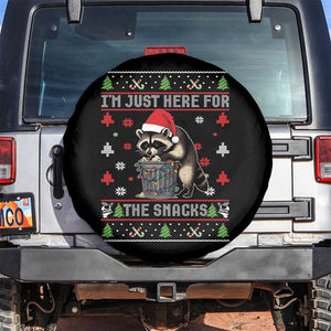 Funny Raccoon Ugly Christmas Spare Tire Cover I'm Just Here for The Snacks Cute Trash Panda TS10 No hole Black Print Your Wear