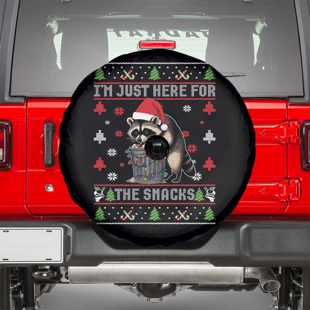 Funny Raccoon Ugly Christmas Spare Tire Cover I'm Just Here for The Snacks Cute Trash Panda TS10 Black Print Your Wear