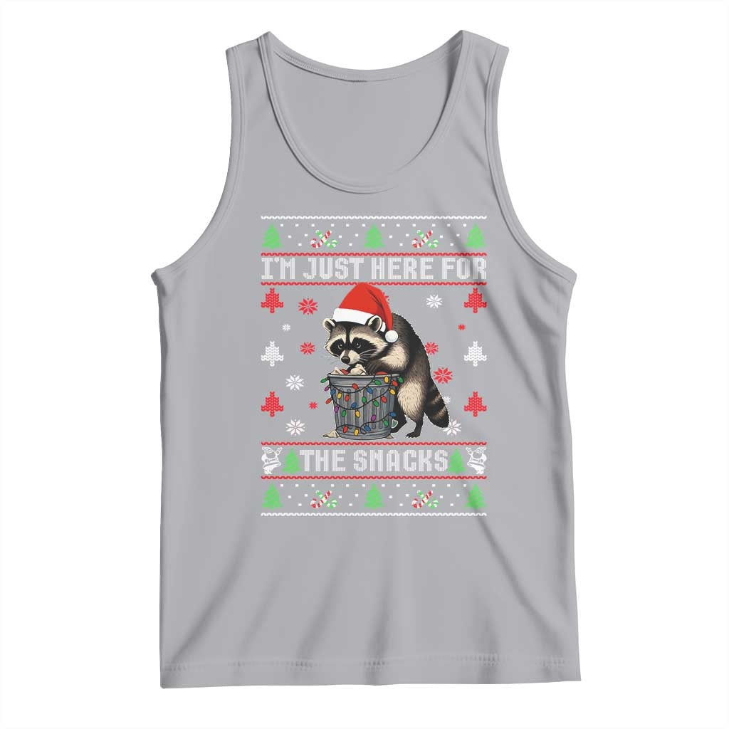 Funny Raccoon Ugly Christmas Tank Top I'm Just Here for The Snacks Cute Trash Panda TS10 Athletic Heather Print Your Wear
