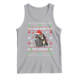 Funny Raccoon Ugly Christmas Tank Top I'm Just Here for The Snacks Cute Trash Panda TS10 Athletic Heather Print Your Wear