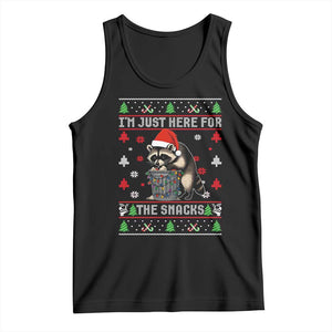 Funny Raccoon Ugly Christmas Tank Top I'm Just Here for The Snacks Cute Trash Panda TS10 Black Print Your Wear