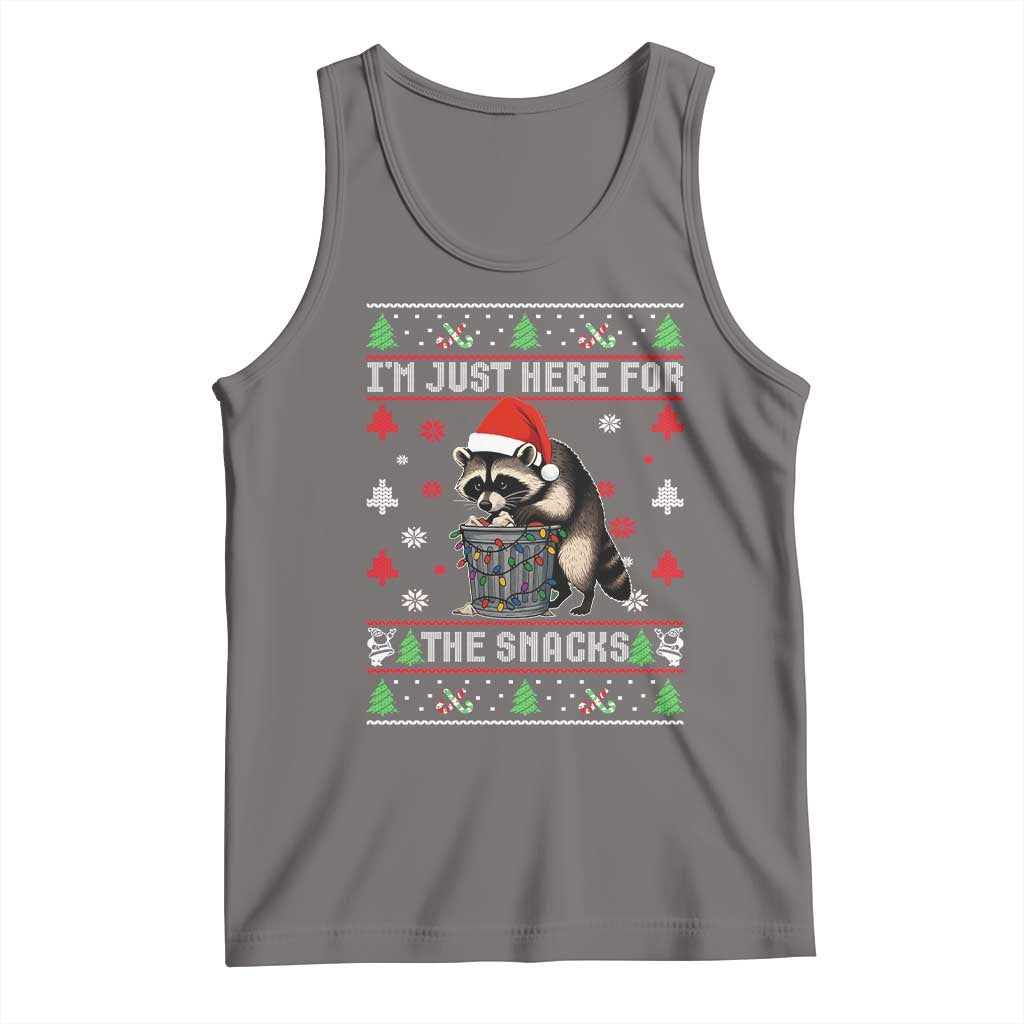 Funny Raccoon Ugly Christmas Tank Top I'm Just Here for The Snacks Cute Trash Panda TS10 Deep Heather Print Your Wear