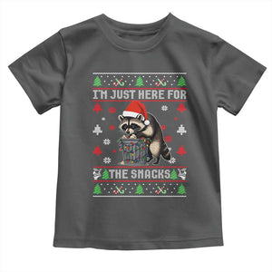 Funny Raccoon Ugly Christmas Toddler T Shirt I'm Just Here for The Snacks Cute Trash Panda TS10 Dark Heather Print Your Wear