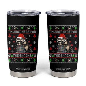 Funny Raccoon Ugly Christmas Tumbler Cup I'm Just Here for The Snacks Cute Trash Panda TS10 Black Print Your Wear