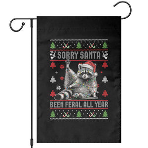 Funny Raccoon Ugly Christmas Garden Flag Cute Trash Panda Sorry Santa Been Feral All Year TS10 Black Print Your Wear