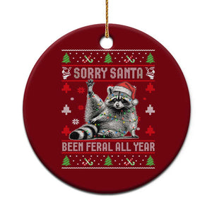 Funny Raccoon Ugly Christmas Ceramic Ornament Cute Trash Panda Sorry Santa Been Feral All Year TS10 1pc Red Print Your Wear