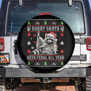 Funny Raccoon Ugly Christmas Spare Tire Cover Cute Trash Panda Sorry Santa Been Feral All Year TS10 No hole Black Print Your Wear