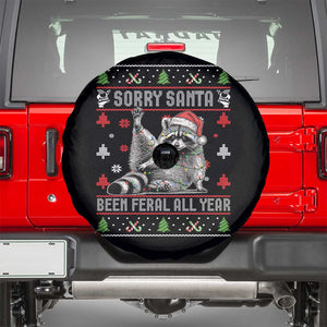 Funny Raccoon Ugly Christmas Spare Tire Cover Cute Trash Panda Sorry Santa Been Feral All Year TS10 Black Print Your Wear