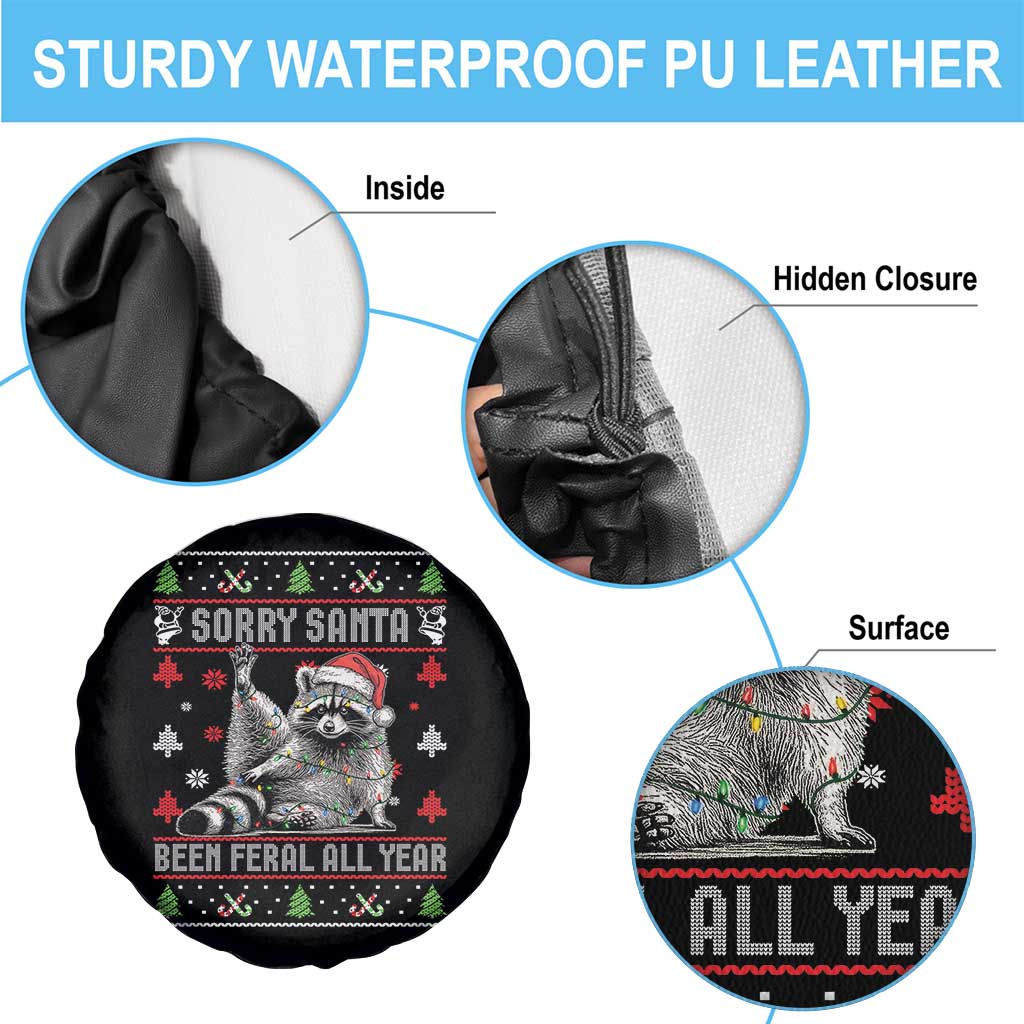 Funny Raccoon Ugly Christmas Spare Tire Cover Cute Trash Panda Sorry Santa Been Feral All Year TS10 Print Your Wear