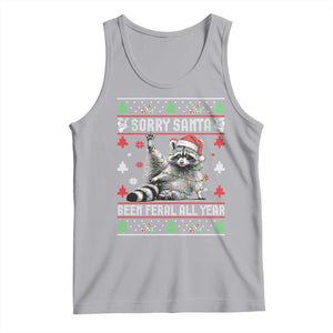 Funny Raccoon Ugly Christmas Tank Top Cute Trash Panda Sorry Santa Been Feral All Year TS10 Athletic Heather Print Your Wear