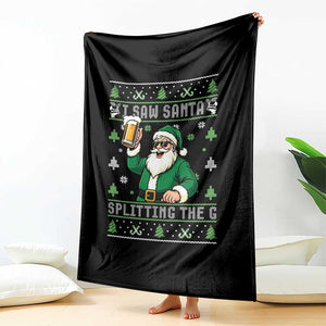 Funny Santa Ugly Christmas Throw Blanket Drinking Beer Splitting G Inappropriate Adult Humor TS10 Print Your Wear