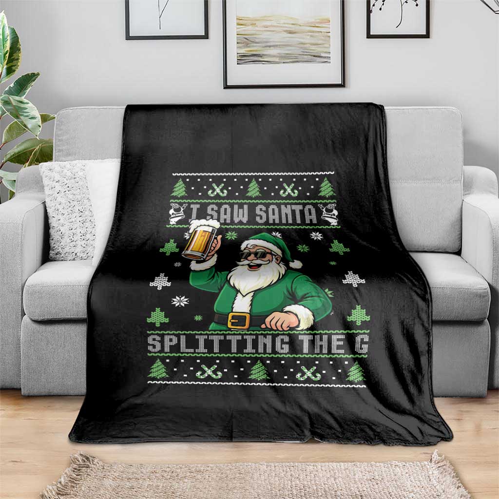 Funny Santa Ugly Christmas Throw Blanket Drinking Beer Splitting G Inappropriate Adult Humor TS10 Print Your Wear