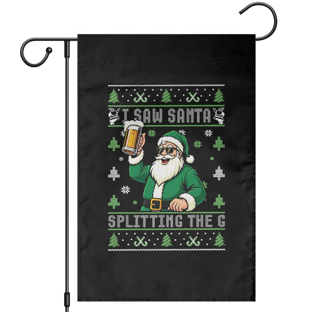 Funny Santa Ugly Christmas Garden Flag Drinking Beer Splitting G Inappropriate Adult Humor TS10 Black Print Your Wear