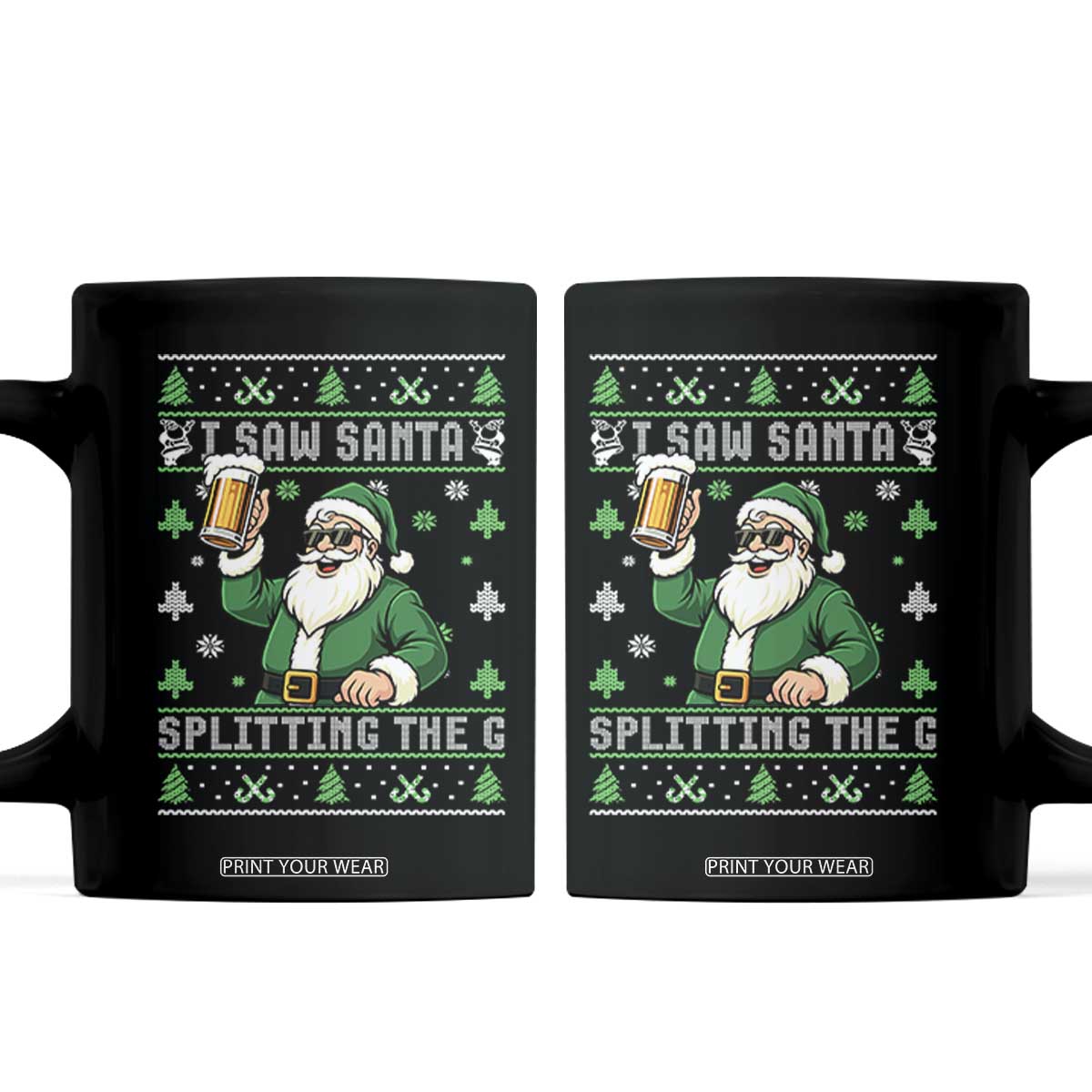 Funny Santa Ugly Christmas Coffee Mug Drinking Beer Splitting G Inappropriate Adult Humor TS10 Black Print Your Wear