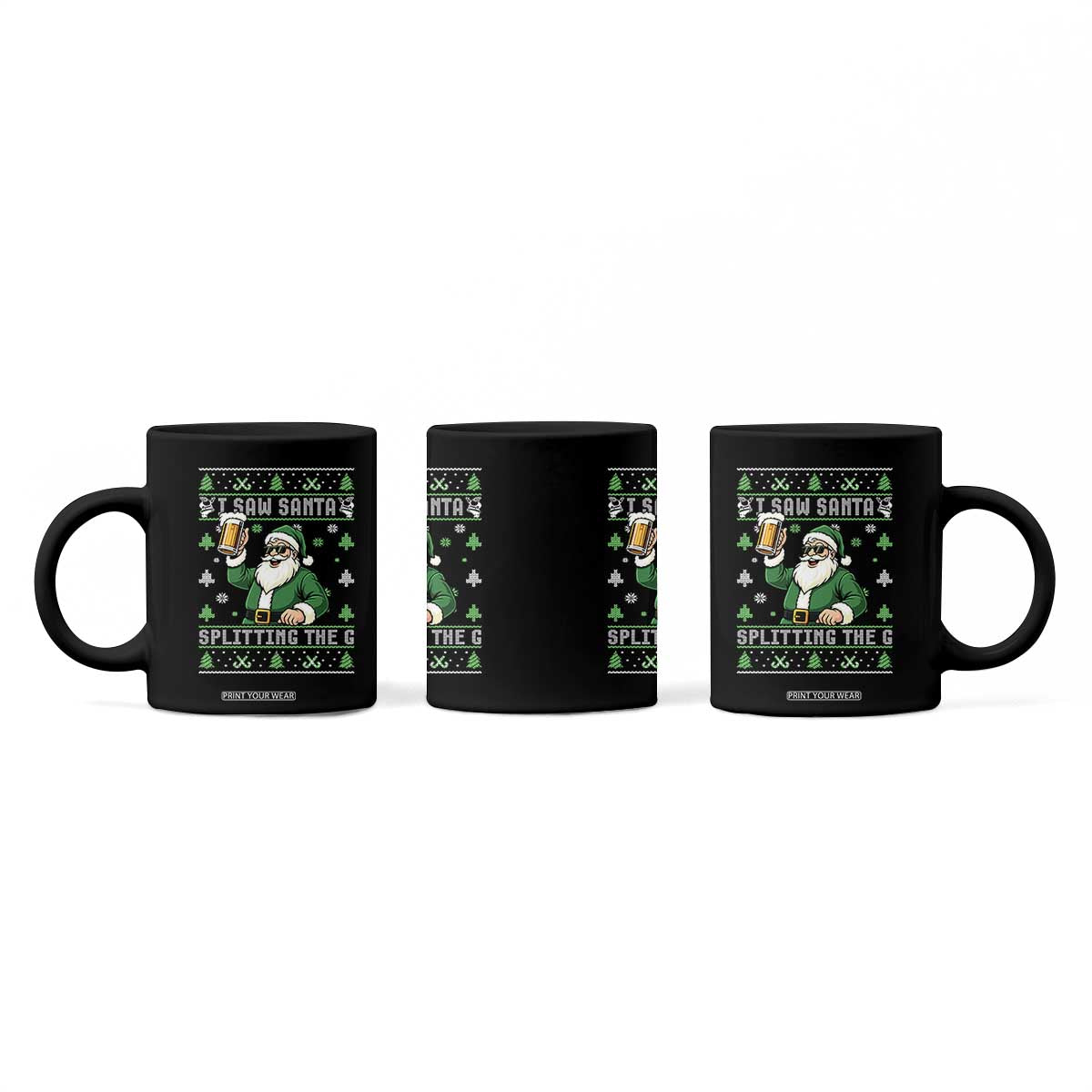 Funny Santa Ugly Christmas Coffee Mug Drinking Beer Splitting G Inappropriate Adult Humor TS10 Print Your Wear