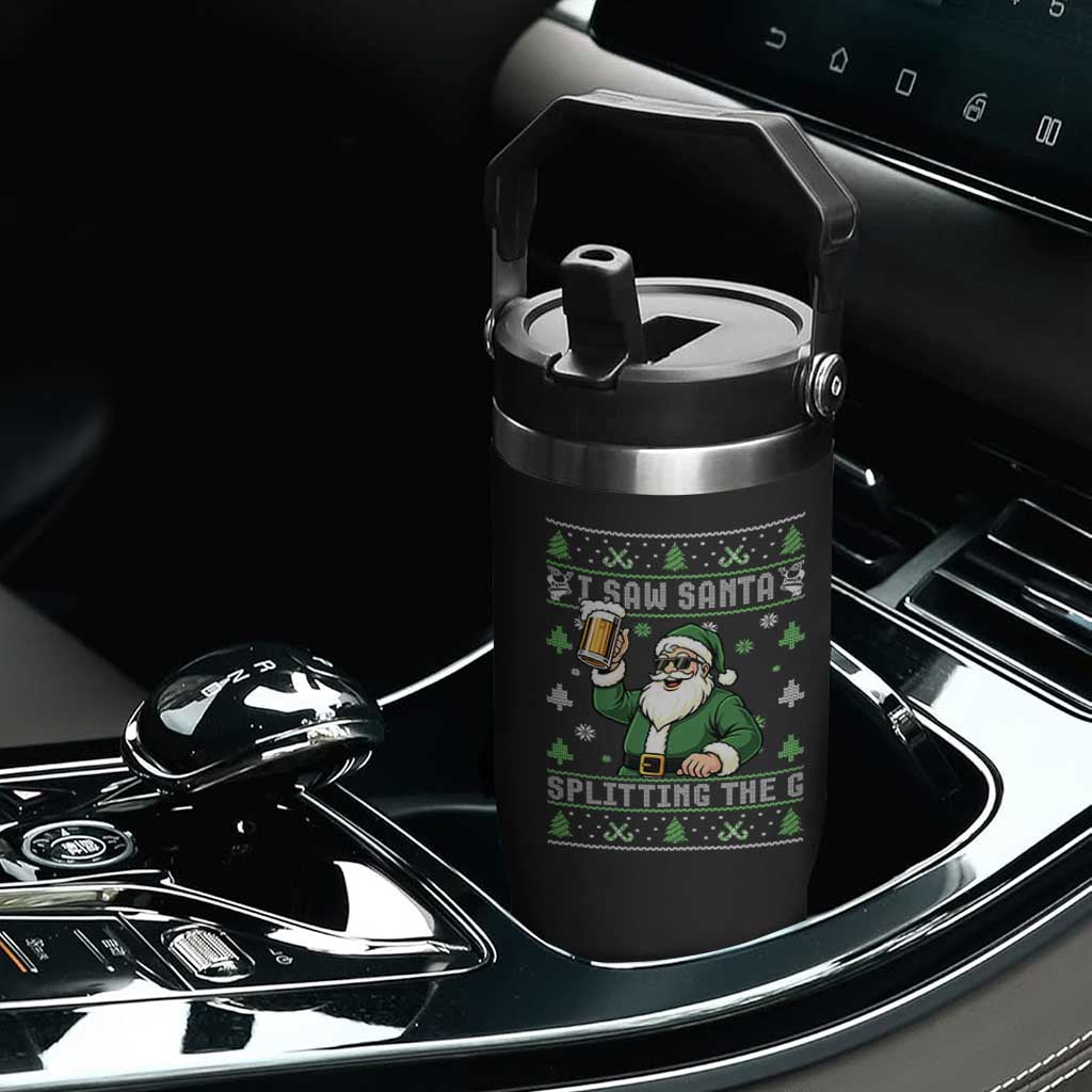 Funny Santa Ugly Christmas Flip Straw Tumbler Drinking Beer Splitting G Inappropriate Adult Humor TS10 Print Your Wear
