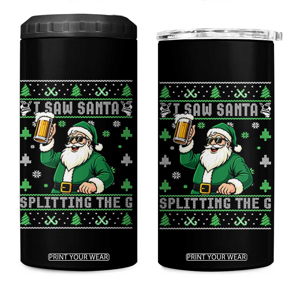 Funny Santa Ugly Christmas 4 in 1 Can Cooler Tumbler Drinking Beer Splitting G Inappropriate Adult Humor TS10 One Size: 16 oz Black Print Your Wear
