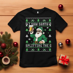 Funny Santa Ugly Christmas T Shirt Drinking Beer Splitting G Inappropriate Adult Humor TS10 Black Print Your Wear